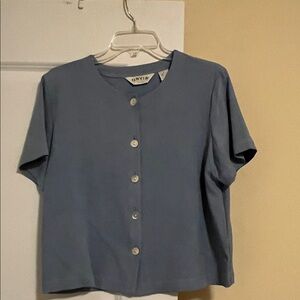 Orvis Crop Top Women's Slate Blue Silk Top